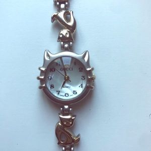 Vintage Gucci two-tone cat watch